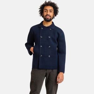Anderson x Anderson Men’s Luxury Pea Coat. Navy blue, wool, large.